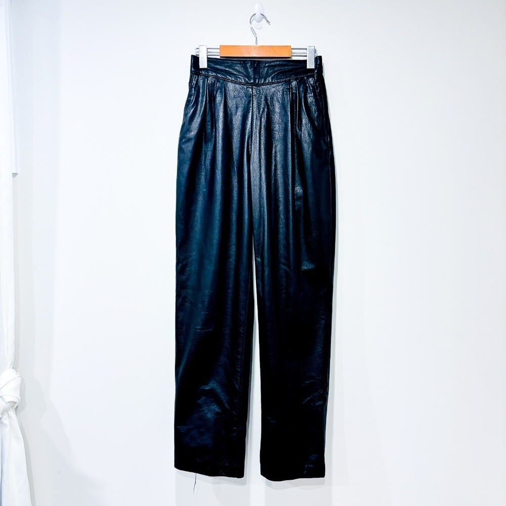 THE LEATHER RANCH Black high-waisted leather pants‎